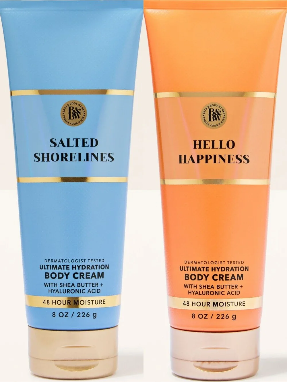 Bath & Body Works Salted Shorelines & Hello Happiness Body Cream Set NEW Rare